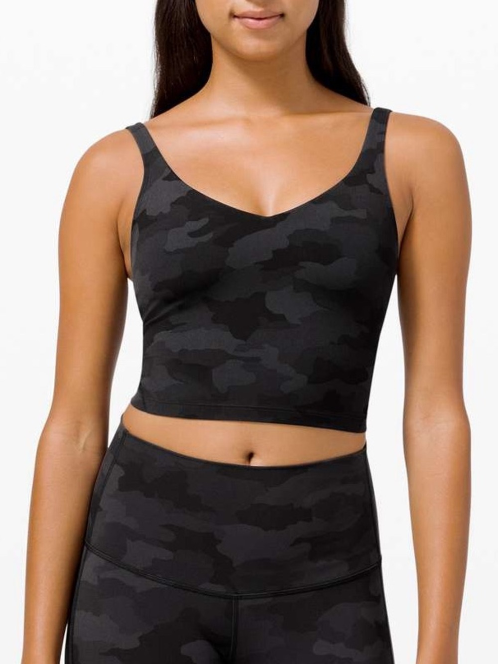 lululemon athletica Black Camo Longline Bralette